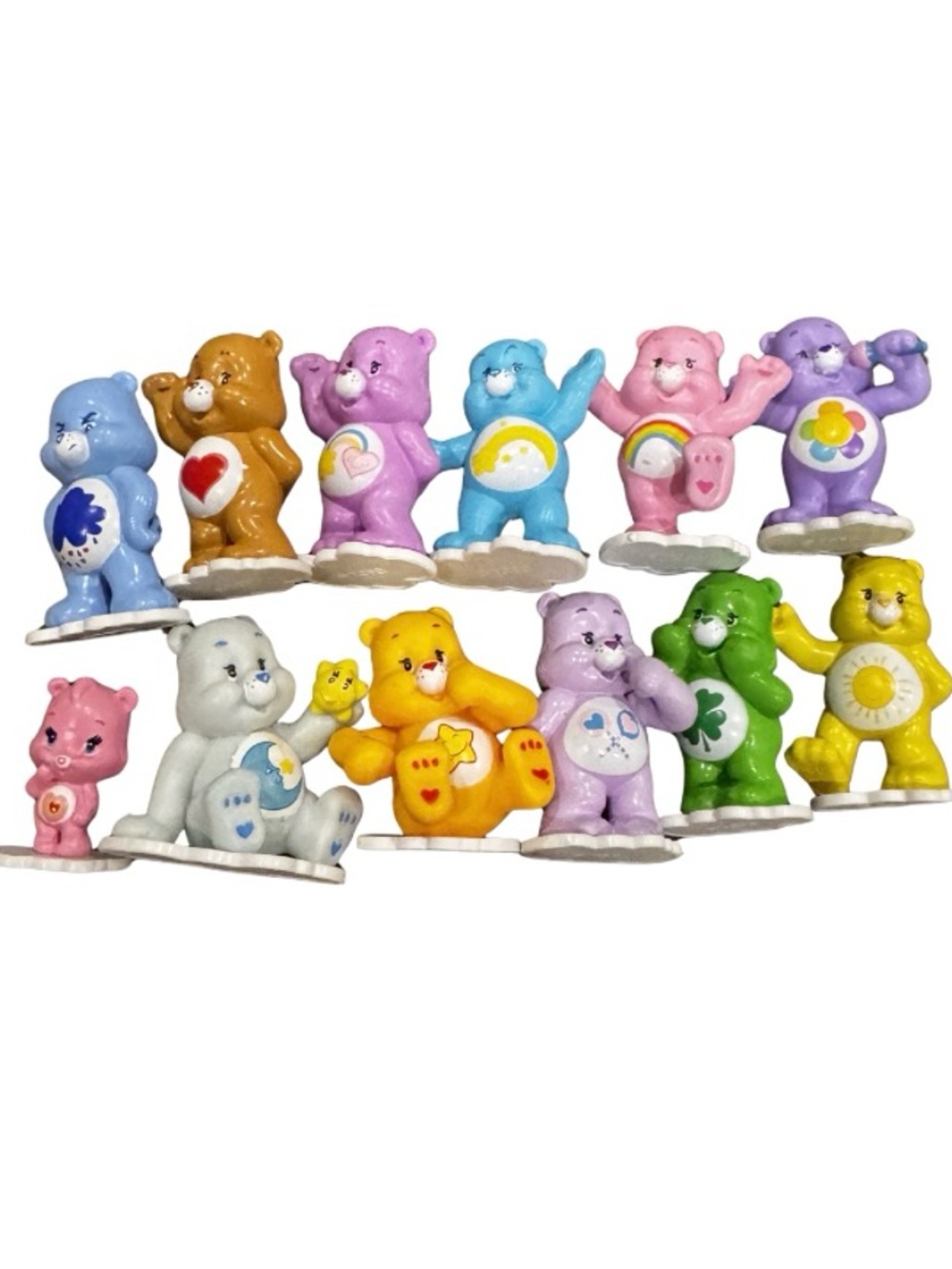 Vintage Mini Care Bears TCFC Figures Standing and Sitting on Cloud Cake Toppers